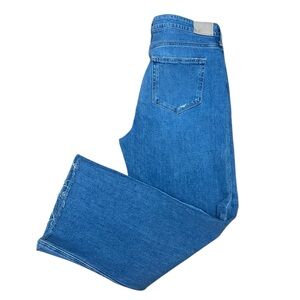 Paige Leenah Ankle Jean Wide Leg Raw Hem Blue Denim Women's Size 31